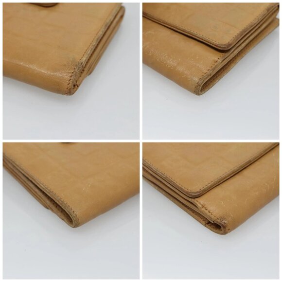CHANEL Icon Line Bifold Wallet Leather Beige CC - Picture 16 of 16
